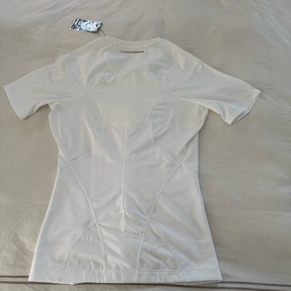 Tommie Copper Mens Compression Shirt Back Support Short Sleeve White Zip Up - Picture 9 of 10